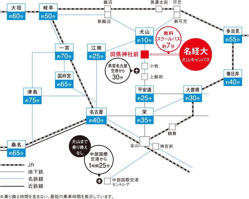 交通アクセス 名古屋経済大学